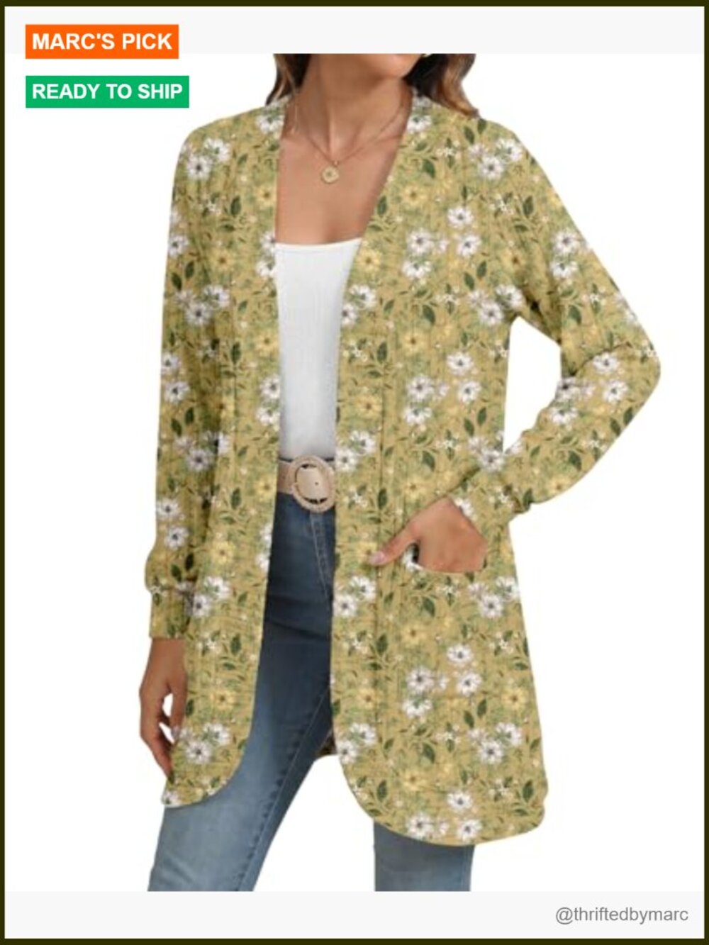 Long Sleeve Open Front Cardigan with Pockets Loose Knit - Picture 3 of 6